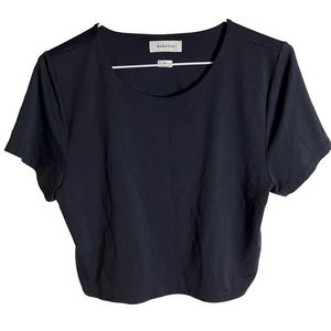 Babaton Aritzia Black Short Sleeve Crop Top XL Casual Neutral Minimalist Capsule
